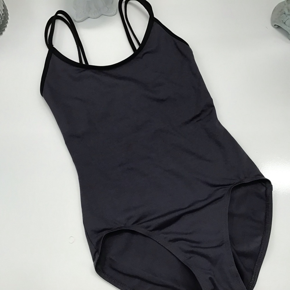 Gaynor Minden Classic Gray & Black Ballet Leotard XS EUC!